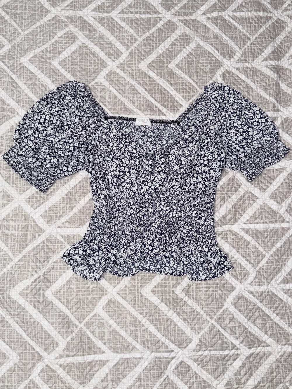 Sienna Sky Navy and White Floral Tie-Front Top